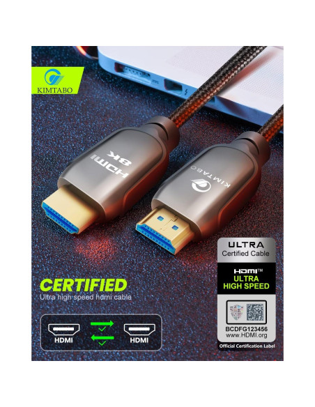 Cable HDMI 2.1 KIMTABO 0.91m Ultra Alta Velocidad 8K 48Gbps