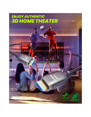 Cable HDMI 2.1 KIMTABO 0.91m Ultra Alta Velocidad 8K 48Gbps