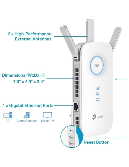 Extensor de Rango WiFi TP-Link RE550 AC1900 Doble Banda