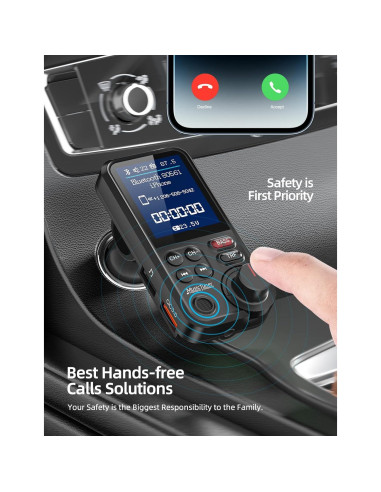 Transmisor FM Bluetooth Nulaxy KM30 para coche con cargador QC3.0