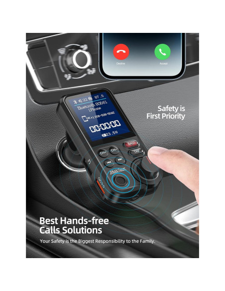 Transmisor FM Bluetooth Nulaxy KM30 para coche con cargador QC3.0