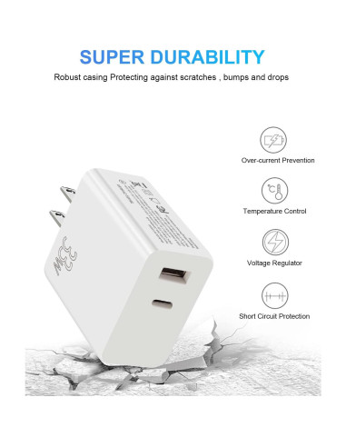 Cargador de Pared USB-C 33W Doble Puerto PD 3.0