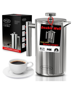Prensa Francesa de Café 1L SterlingPro Acero Inoxidable Doble Filtro