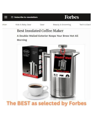 Prensa Francesa de Café 1L SterlingPro Acero Inoxidable Doble Filtro