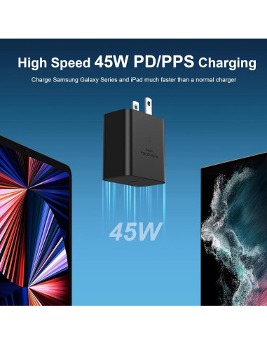 Cargador Rápido USB C 45W Costyle con Cable 6.6FT para Samsung