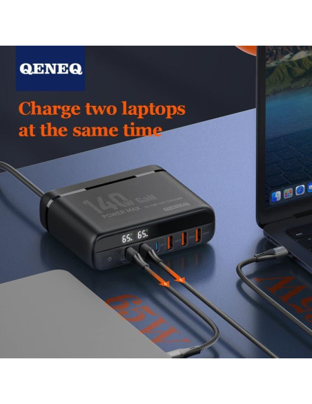 Cargador GaN 140W LDNIO Estación de Carga 6 Puertos USB-C/A