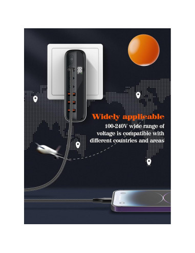 Cargador GaN 140W LDNIO Estación de Carga 6 Puertos USB-C/A