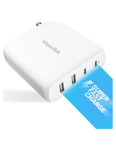 Cargador Rápido de Pared VisionTek GaN II 100W 4 Puertos