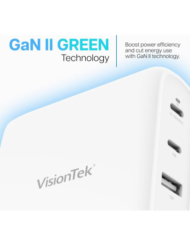 Cargador Rápido de Pared VisionTek GaN II 100W 4 Puertos