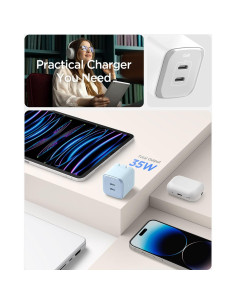 Cargador de Pared USB-C Spigen GaN 352 35W 2 Puertos Blanco 2