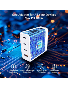 Cargador Rápido 100W USB C GaN Dongguan para Laptop y Teléfono 2