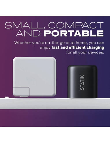 Cargador Rápido STATIK 100W GaN 3 Puertos USB-C Compacto