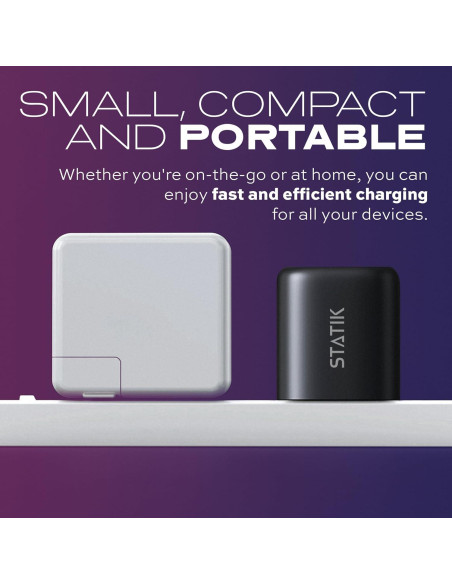 Cargador Rápido STATIK 100W GaN 3 Puertos USB-C Compacto