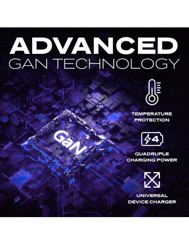 Cargador Rápido STATIK 100W GaN 3 Puertos USB-C Compacto