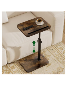Mesa lateral ajustable Promitop PT-C para sofá 66 cm madera rústica