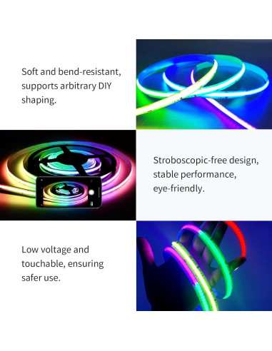 Tira de luces LED COB RGBIC 6M MILADALED con control remoto