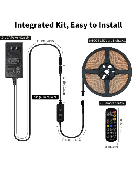 Tira de luces LED COB RGBIC 6M MILADALED con control remoto