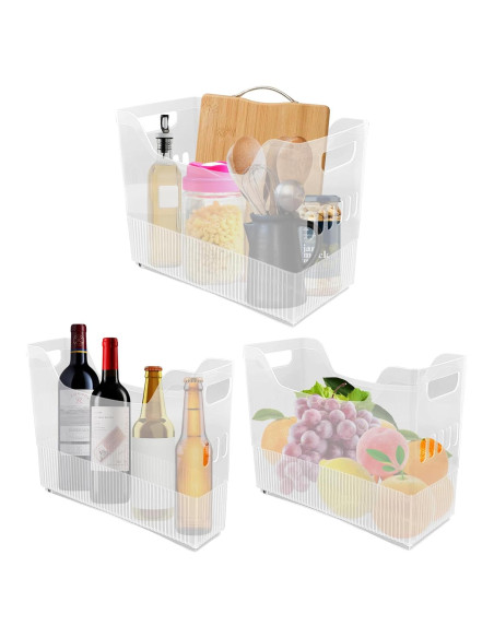 3 Organizadores de Congelador con Ruedas YEXEXINM - Plástico Transparente