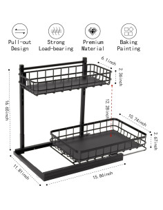 Organizador Bajo Fregadero Uninol, Altura Ajustable, 2 Niveles 2
