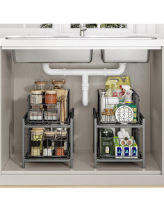 Organizador Bajo Fregadero INGIORDAR 2 Niveles Negro 37.8x30x8cm 2