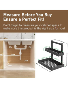 Organizador de Almacenamiento Bajo Fregadero Wisuce 2 Niveles Negro 2