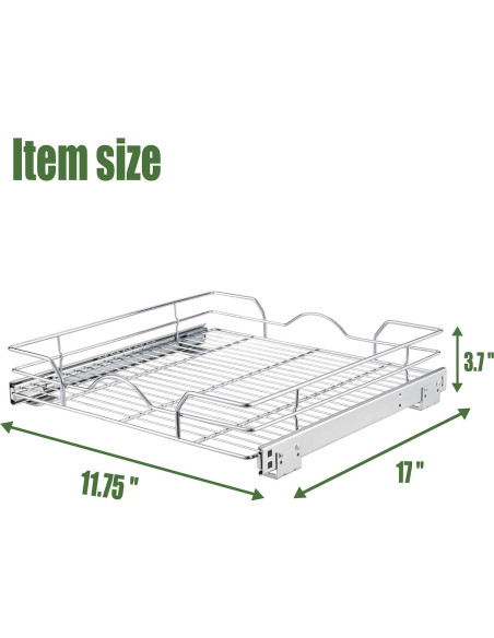 Organizador de Gabinete Extraíble OCG Cromado 43.18x27.94 cm Organizador de Gabinete Extraíble OCG Cromado 43.18x27.94 cm