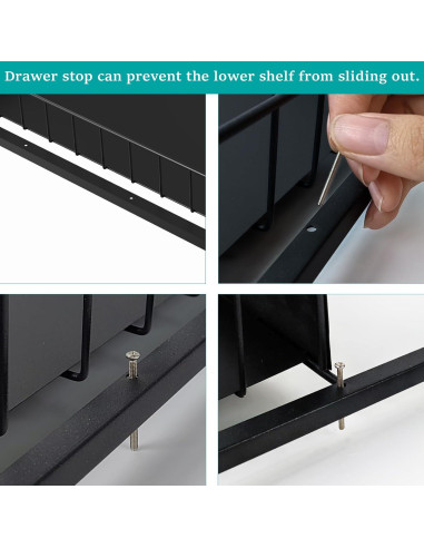 Organizador Bajo Fregadero Bukfen Ajustable 2 Niveles Negro