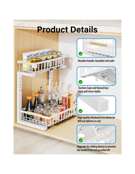 Organizador Bajo Fregadero Hahaemall Blanco 2 Niveles Ajustable