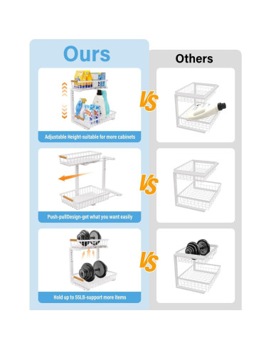 Organizador Bajo Fregadero Hahaemall Blanco 2 Niveles Ajustable