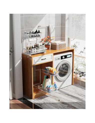 Organizador Bajo Fregadero Hahaemall Blanco 2 Niveles Ajustable