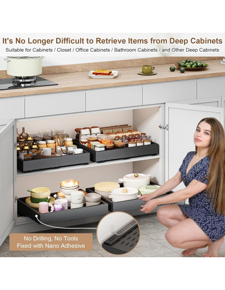 Organizador de Gabinete Expandible Fokyfok Negro 11-16cm x 17-24cm