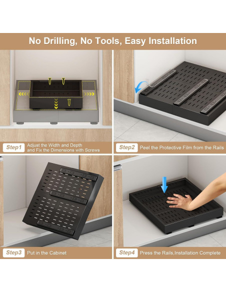 Organizador de Gabinete Expandible Fokyfok Negro 11-16cm x 17-24cm