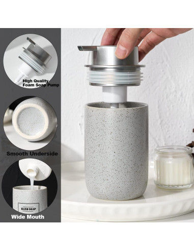 Dispensador de Jabón Espumoso GIRLUFO Gris Cerámica 340ml