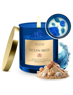 Vela de Cera de Soja Orgánica Brisa Oceánica 10oz en Tarro Vidrio