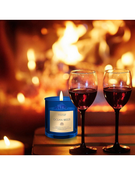 Vela de Cera de Soja Orgánica Brisa Oceánica 10oz en Tarro Vidrio