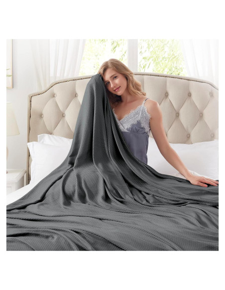 Manta Enfriadora DANGTOP 200x230 cm Rayón Bambú Gris Oscuro