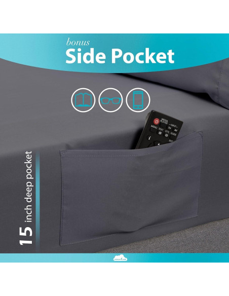 Juego de Sábanas King Size DREAMCARE 6 Piezas Microfibra Gris