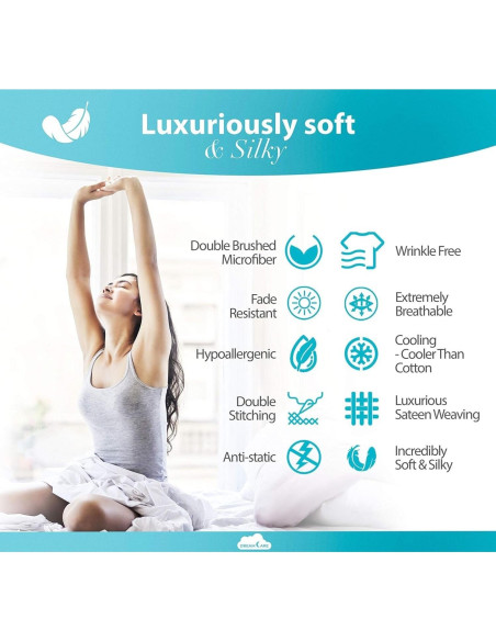 Juego de Sábanas King Size DREAMCARE 6 Piezas Microfibra Gris