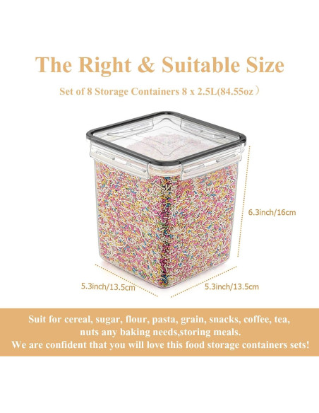 Juego de 8 Contenedores de Almacenamiento Blingco 2.5L Sellados Juego de 8 Contenedores de Almacenamiento Blingco 2.5L Sellados