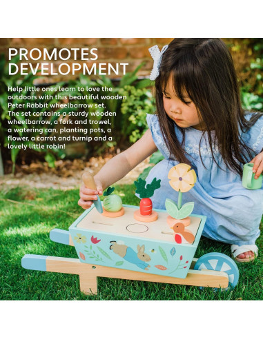 Carretilla de Madera Peter Rabbit con Accesorios de Jardín