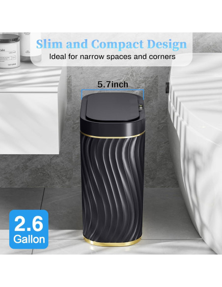 Cesto de Basura Automático Ogikey 9.84L Oro Negro Impermeable