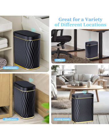 Cesto de Basura Automático Ogikey 9.84L Oro Negro Impermeable