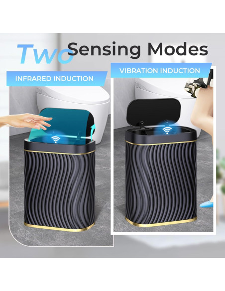 Cesto de Basura Automático Ogikey 9.84L Oro Negro Impermeable