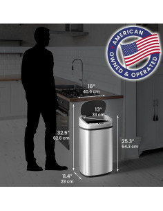 Basurero Automático iTouchless 13 Galones Acero Inoxidable 2