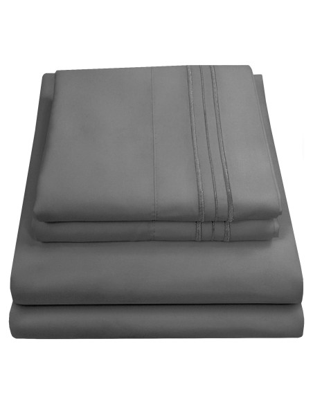 Juego de Sábanas Queen Sweet Home Collection 1800 Hilos Gris