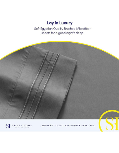 Juego de Sábanas Queen Sweet Home Collection 1800 Hilos Gris