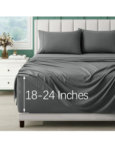 Sábanas Queen VACVELT 4 Piezas Rayón Bambú 70% Gris Oscuro 2