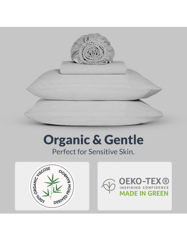 Juego de Sábanas Queen Sweave 100% Viscosa de Bambú Gris Claro