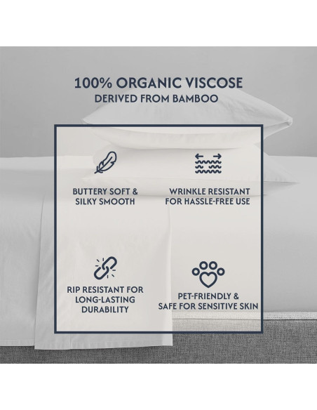 Juego de Sábanas Queen Sweave 100% Viscosa de Bambú Gris Claro