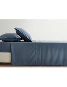 Juego de Sábanas 4 Piezas Chezmoi Queen Rayón Bambú Azul Acero 2